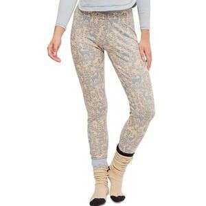 Intimately Free People Chill‎ Evening Fairisle Thermal PJ Pants Deer Blue Boho M
